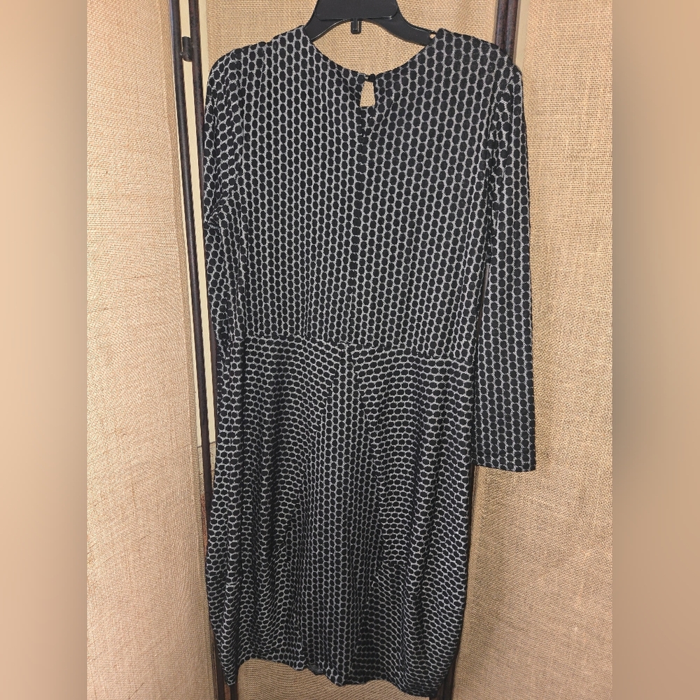 Women's Black/Gray Niche Nilgun Derman Geometric Dot Dress Size Large - Picture 9 of 10